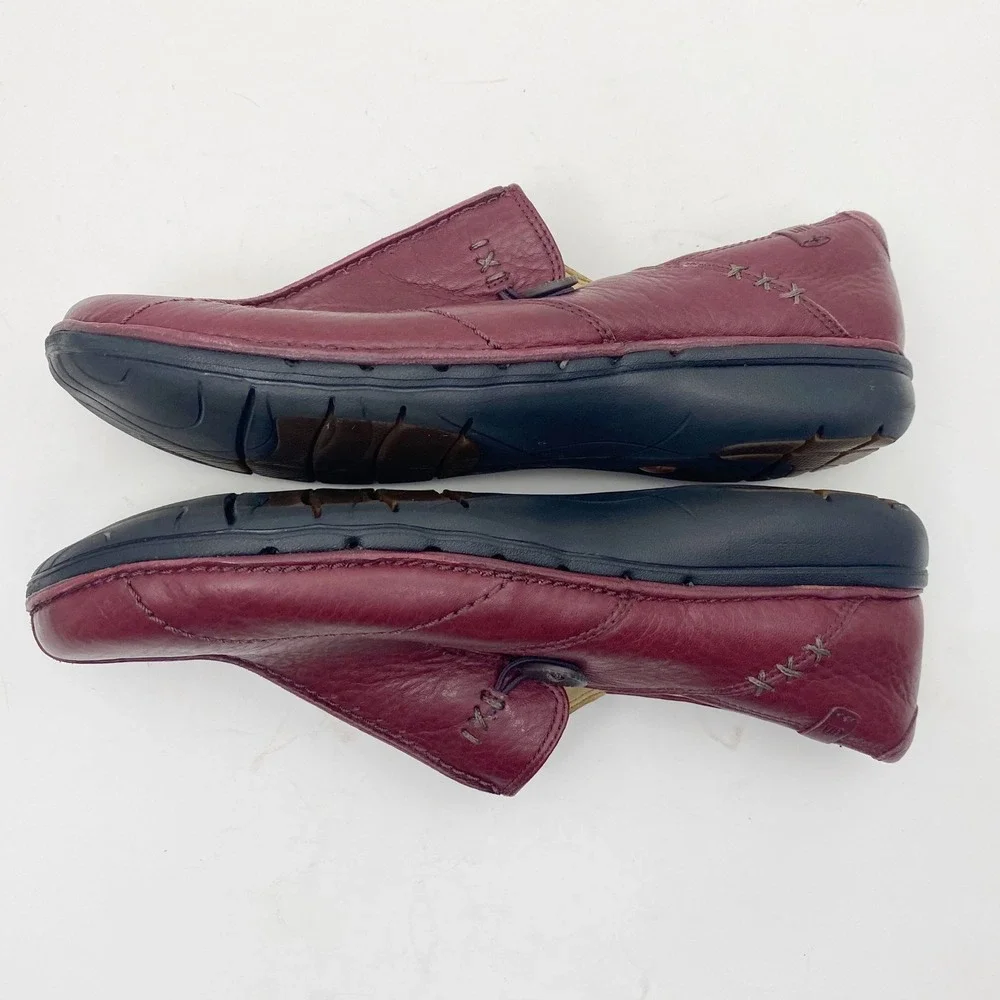 Clarks Unstructured Un.Loop Leather Loafers Shoes Womens 9.5W Burgundy